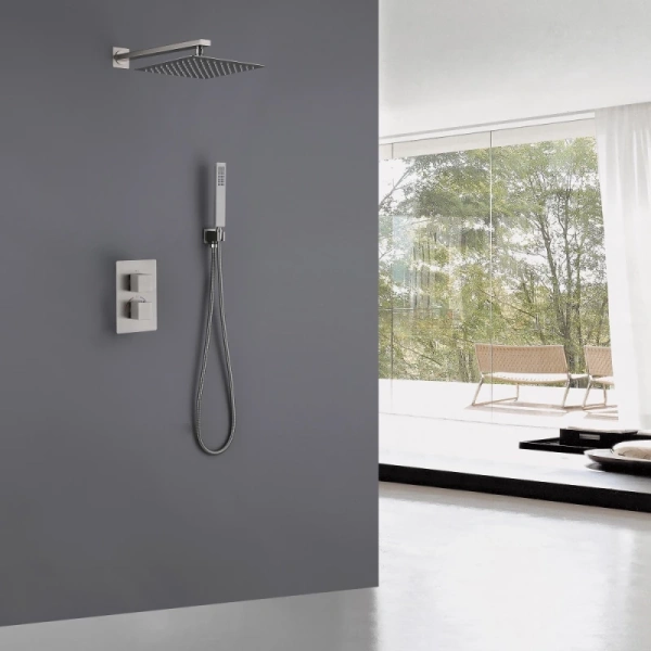 душевой комплект abber daheim af8251sp 250 мм, с термостатом, сатин
