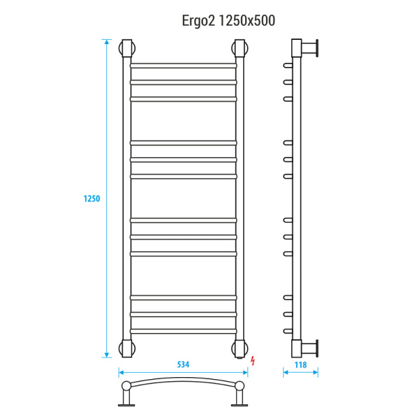 электрический полотенцесушитель energy ergo 2 1250x500 eetr0ergo2125500000 хром