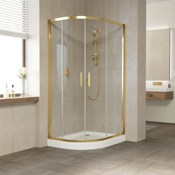 душевой уголок vegas glass zs-f 100*90 09 01 профиль золото, стекло, стекло прозрачное