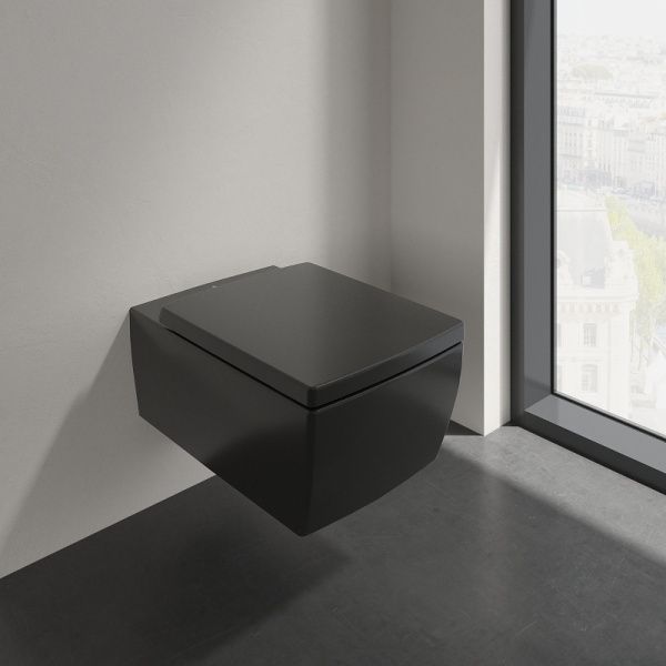 сиденье для унитаза villeroy&boch memento 2.0 8m24s1r7 c микролифтом, цвет pure black