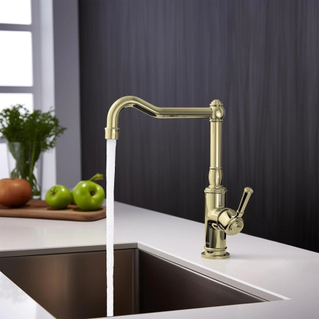 смеситель для кухни aquatek классик aq1580pg, цвет полированное золото.