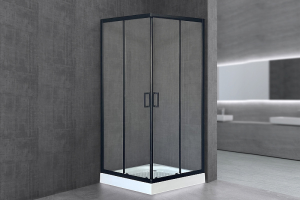 душевой уголок royal bath hp 90×90 rb90hp-t-bl профиль черный, стекло прозрачное
