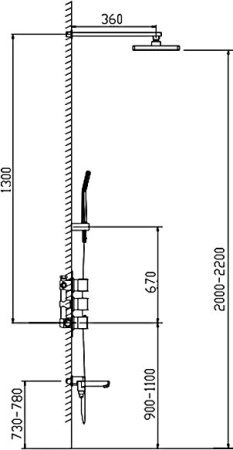 душевой комплект timo tetra-thermo sx-0199 /00 с внутренней частью