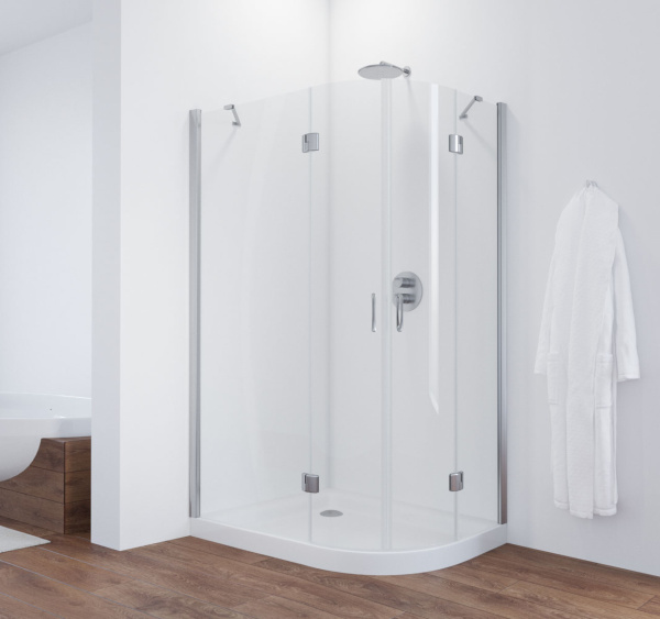 душевой уголок vegas glass afs-f 110*100 08 01 профиль глянцевый хром, стекло прозрачное