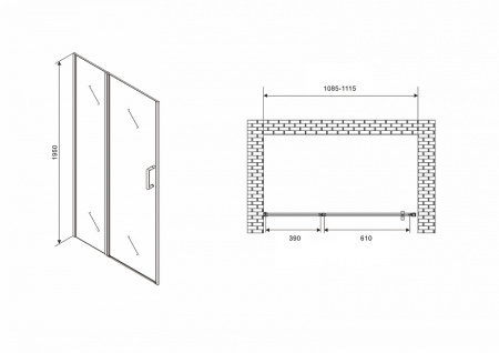 душевая дверь abber sonnenstrand 110 ag04110s профиль хром, стекло прозрачное