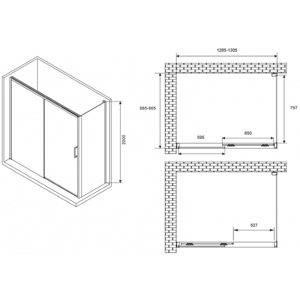 душевой уголок abber komfort 130×90 ag93130b-s92b профиль черный, стекло прозрачное