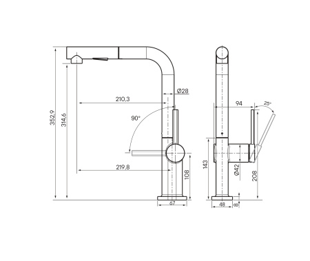 смеситель для кухни paulmark neo ne214419-401, цвет антрацит.