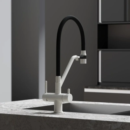 смеситель для кухни sancos dora sc4003gr белый гранит черный