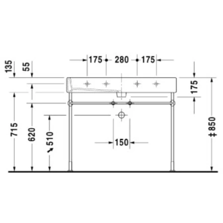 раковина накладная/подвесная 100 см duravit vero 0454100000