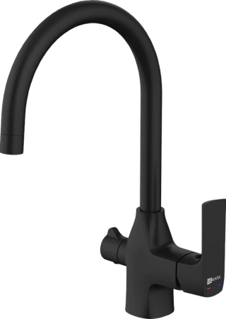 смеситель для кухни lemark ursus lm7261bl086 черный, с фильтром optima