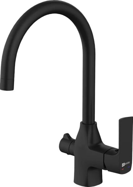 смеситель для кухни lemark ursus lm7261bl086 черный, с фильтром optima