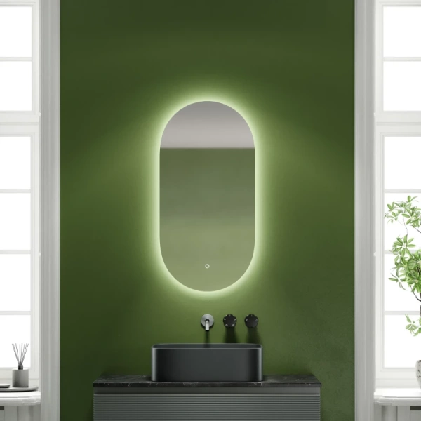 зеркало sancos oval 45 ov45c с подсветкой с сенсорным выключателем и диммером