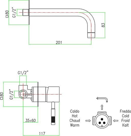 смеситель для раковины fiore xenon 44cr5227 с внутренней частью