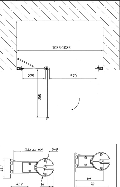 дверь для душевой кабины в нишу vegas glass ep-f-1 105 07 01 профиль матовый хром, стекло прозрачное