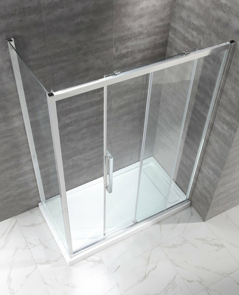 душевой уголок cezares lux soft 140x90 lux-soft-w-ah-1-140/90-c-cr-iv профиль хром стекло прозрачное