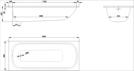 стальная ванна bette form 2951-000 plus ad 190x80 см