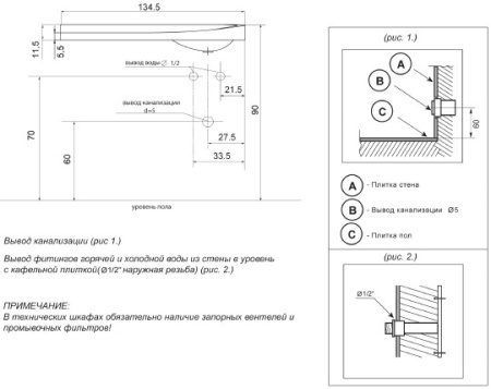 раковина полувстраиваемая цвет и стиль бонито 135 r раковина полувстраиваемая цвет и стиль бонито 135 r