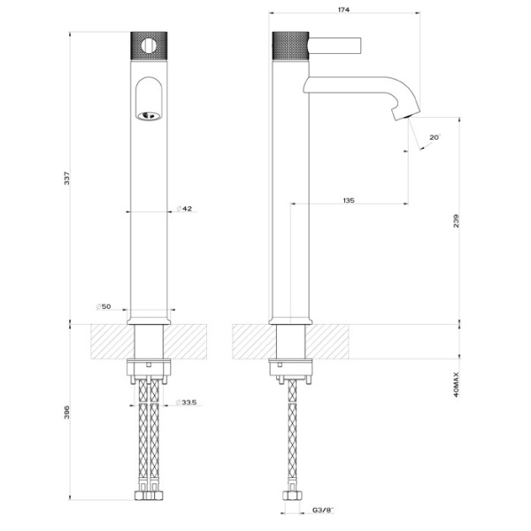 смеситель gessi inciso 58004#149 для раковины