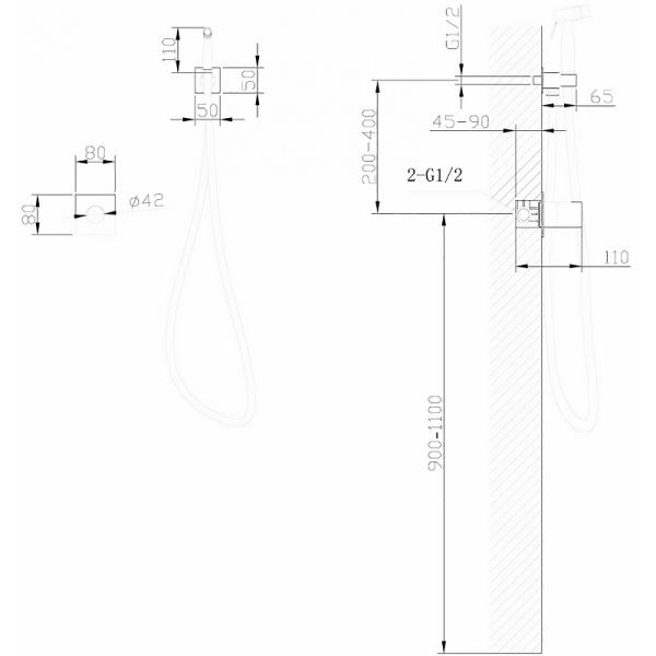гигиенический душ abber rund af8725g со смесителем, coolstart, золотой матовый