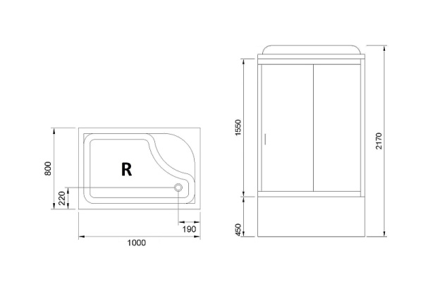 душевая кабина royal bath bp 100x80 rb8100bp5-bt-r без гидромассажа