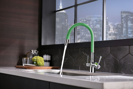 смеситель для кухни lemark comfort lm3075c-green хром зеленый