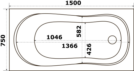 акриловая ванна azario тенза 150х75