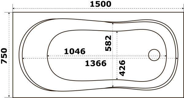 акриловая ванна azario тенза 150х75