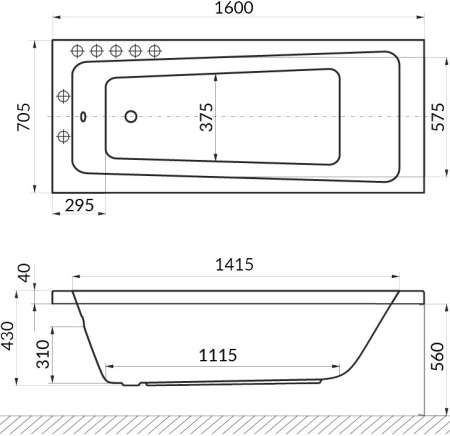 акриловая ванна excellent ava waex.ava16.nano 160x70