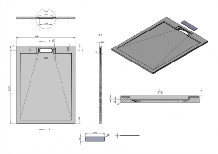 душевой поддон из искусственного камня esbano luxe esp-lx129b 120×90 esplx 129b черный матовый