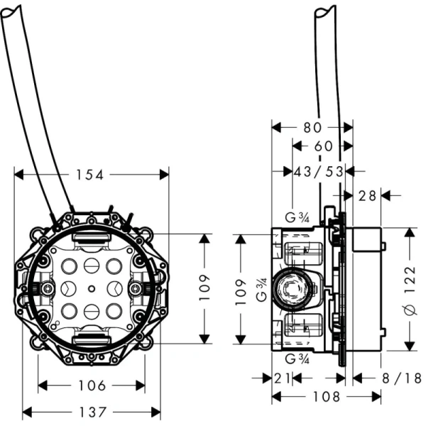 внутренняя часть 3/4" axor uno 16182180