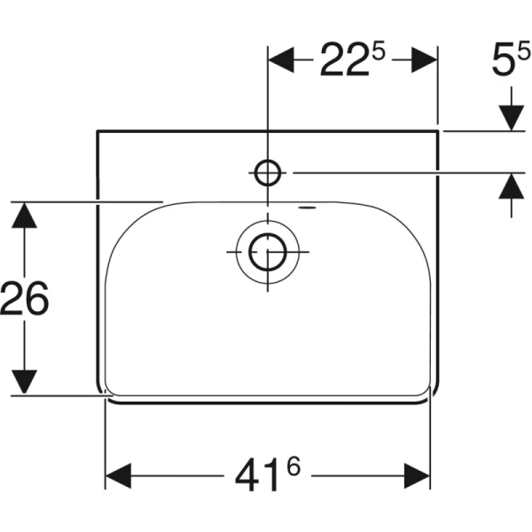 раковина в ванную подвесная/накладная geberit smyle square 45 см 500.222.01.1