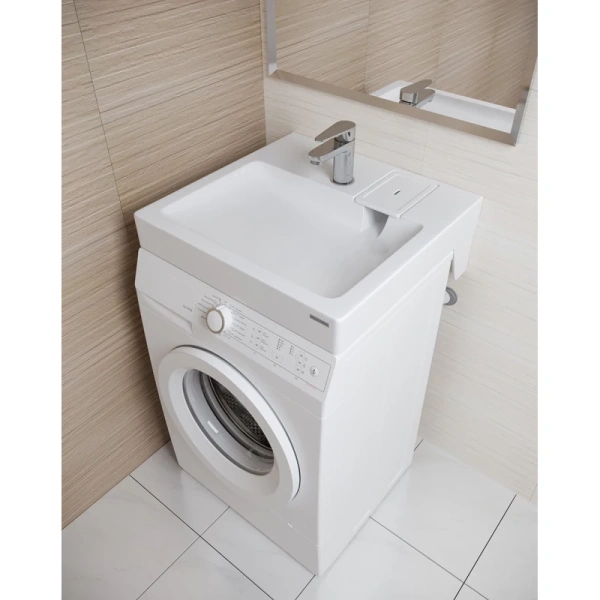 раковина paulmark berg pm710431 над стиральной машиной, 58.9х48.6 см, белая
