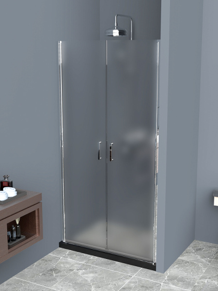 душевая дверь belbagno uno 80 uno-b-2-80-p-cr профиль хром, стекло рифленое