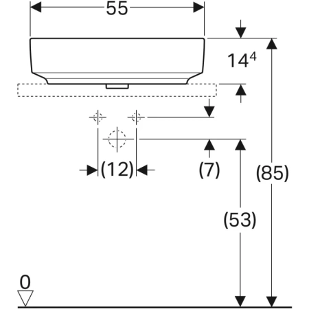 раковина в ванную накладная 55 см geberit variform 500.774.01.2