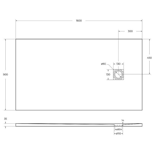 душевой поддон из искусственного камня belbagno uno 160x90 tray-mr-uno-ah-160/90-35-w белый