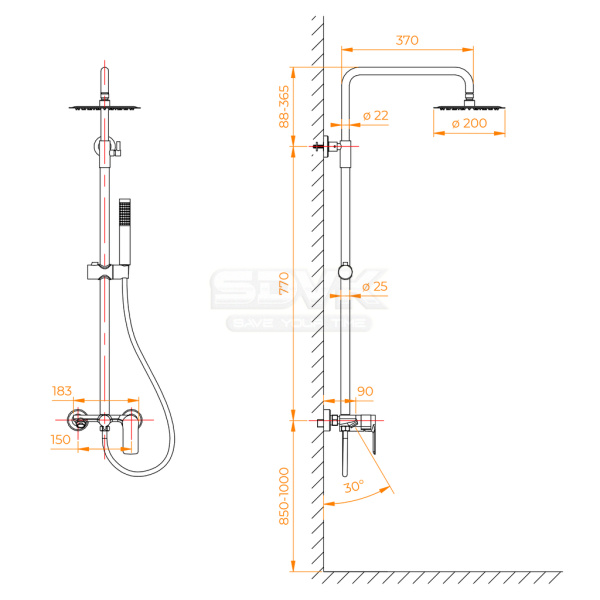 душевая система rgw shower panels sp-27gr 59140127-11 серая