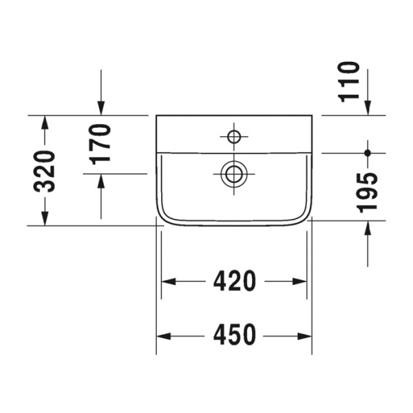 раковина подвесная duravit p3 comforts 0716450060