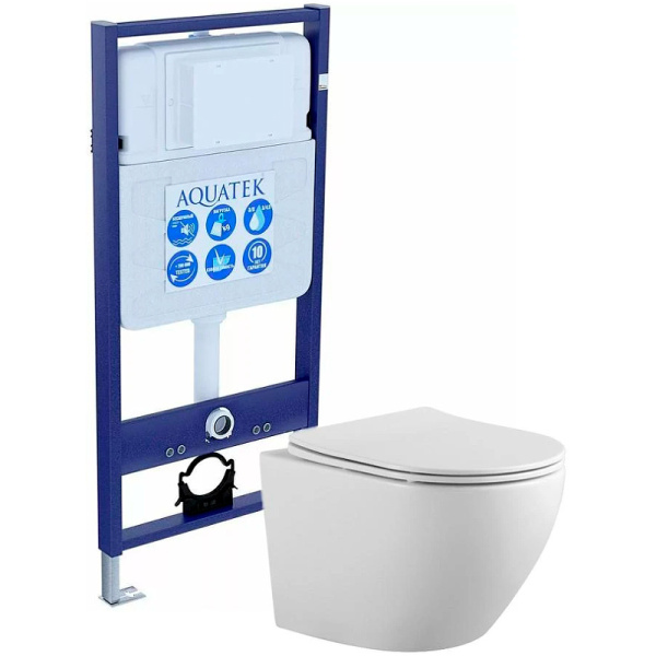 комплект унитаза с инсталляцией aquatek set aquatek европа с сиденьем микролифт