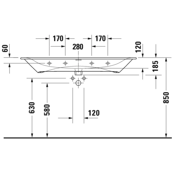 раковина полувстраиваемая duravit viu 2344120000