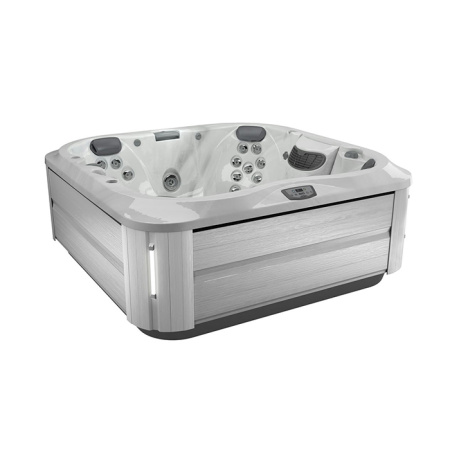 Jacuzzi Jacuzzi J355 Минибассейн 214х214х94см, отдельностоящий, каскад, посветка, нагреватель, массажный подголовник, панель Brushed gray, цвет акрила: Platinum