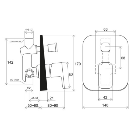 смеситель для ванны ravak 10° free-td f 061.00 x070134