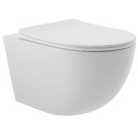 Унитаз Aqueduto OVO OVO0120 подвесной, безободковый, сиденье с микролифтом, 52.5х36 см, белый матовый