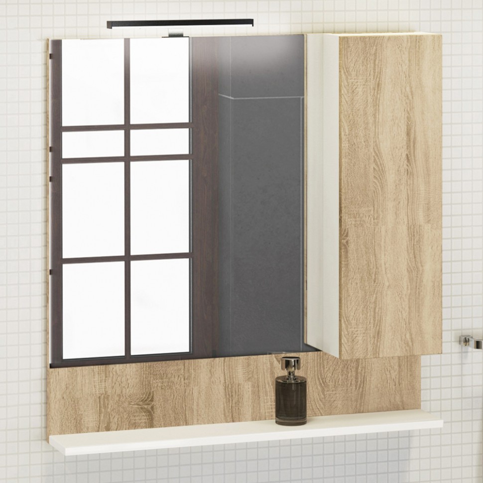 Зеркальный шкаф Comforty Рига 80 дуб сонома Зеркальный шкаф Comforty Рига 80 дуб сонома