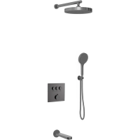 Душевой комплект Vincea Inspire VSFW-431I2GM 300 мм, со смесителем, вороненая сталь