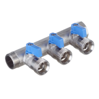 Коллектор Henco 3/4 ВР(г) х 3 выхода 3/4 НР(ш) ЕК х 3/4 НР(ш) с шаровыми кранами, VB050503-BLAUW