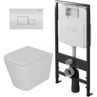 Комплект унитаза с инсталляцией D&K Quadro DS1511602 с сиденьем микролифт и Белой клавишей смыва
