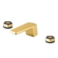 Смеситель Newform ParkLE 69707.62.093 для раковины, 3 отв., с донным клапаном, цвет PVD glossy gold/черный матовый