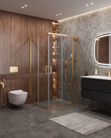 Душевой уголок Cezares Molveno MOLVENO-AH-21-100+20-C-BORO-IV 120x100 см, профиль золотой матовый, стекло прозрачное
