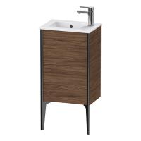 Duravit XViu Тумба подвесная 594x410x290мм, для раковины #072343, 1 дверь, (петли справа), цвет: walnut dark/черный матовый Duravit XViu Тумба подвесная 594x410x290мм, для раковины #072343, 1 дверь, (петли справа), цвет: walnut dark/черный матовый