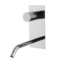 Смеситель для раковины Fima Carlo Frattini Spillo Up Tech F3051VLX5XCR настенного монтажа, ручка "X", излив 200мм, донный клапан click-clack, цвет хром